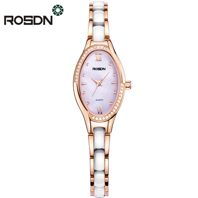 

ROSDN Brand Women Rose Gold Watch Роскошные хрустальные сапфировые женские керамические браслеты из кварцевого стекла Водонепрониц