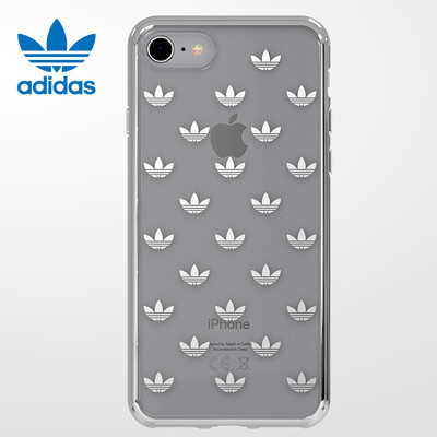 

Adidas iPhone8 7 Mobile Shell Shamrock Logo Apple 8 7 Silicone Transparent Fall Men Technology Trend Concise Non-slip Full Cover Silver
