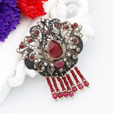 

Sunspice Ms Vintage Turkish Retro Bead Resin Brooch Jewelry Antique Gold Color Black Paint Hollow Flower Ethnic Wedding Pin Gift