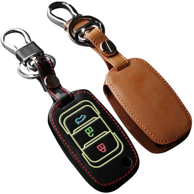 

Huacai Cheetah CS10 Key Pack Luminous Folding Three Buttons Black Special Car Leather Key Case Keychain