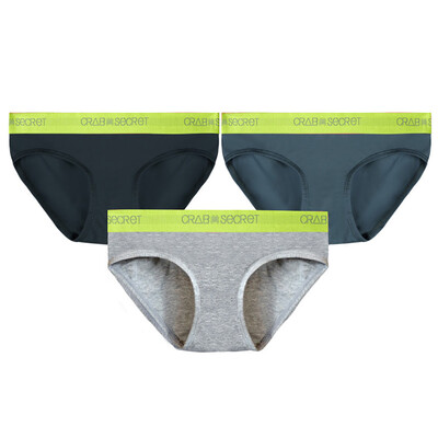 

Crab secret 3 piece underwear women cotton womens underwear middle waist sexy breathable triangle underwear fluorescent green waist 3 s