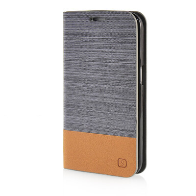 

MOONCASE Canvas Leather Side Flip Stand Shell ЧЕХОЛ ДЛЯ Samsung Galaxy Prevail LTE / Galaxy Core Prime G360 Dark Brown