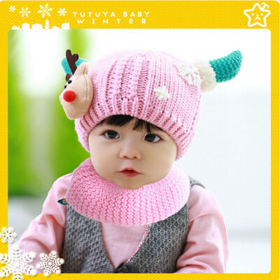 

Buebos Ninos Children Beanie Hat Autumn Winter Christmas Deer Cashmere Children's 2 Pcs Set ( Hat + Scarf) Baby Kids Christmas Gifts