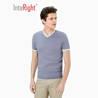 

INTERIGHT V-neck special yarn dry net color business mens T-shirt gray L