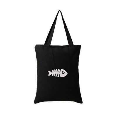

Jiantika Original Canvas Womens Bag Shoulder Bag Trendy Simple Canvas Tote Bag College Style OW35 Black