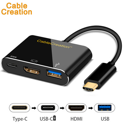 

CABLE CREATION CD0077 Type-C HDMI Converter Connector Line Apple Mac Dock USB30 HUB Computer TV Projector Eating Chicken Screensaver