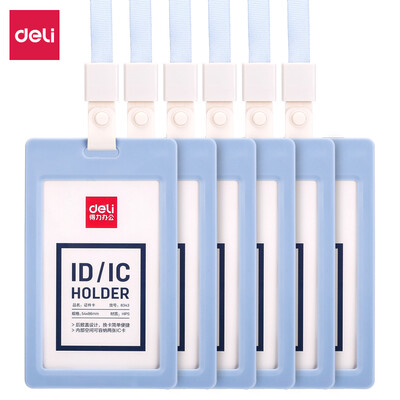 

Deli deli 6 card sets slings business vertical ID card sets easy to open employee card bus card set blue 27020