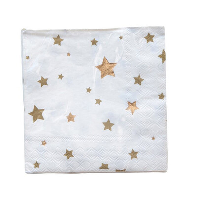 

FANLUS 6pcs Disposable Party Tableware Eco-Friendly Plates Dishes Cups Napkins for Party Golden Foil Stars