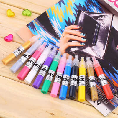 

3D Nail Art Polish Painted Pen Liner Painting Pen Carved Pen Kit Set 12 color