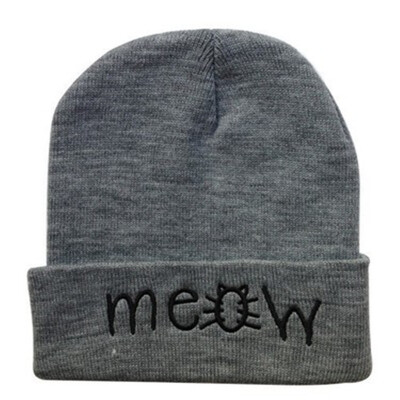 

Fashion MEOW Cap Men Casual Hip-Hop Hats Knitted Wool Skullies Beanie Hat Warm Winter Hat for Women