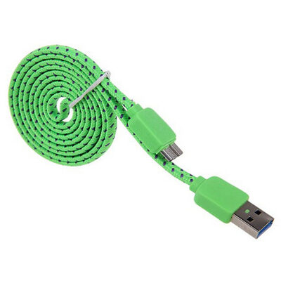 

Braided Flat Cable Micro USB 3.0 Data Sync Charging Cord For Samsung Galaxy Note 3 N9000 S5