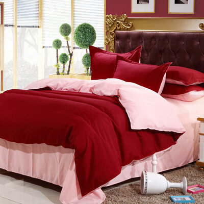 

Solid Color Classic 4Pcs Bedding Set Soft Comfortable Pillowcases Bed Linen Bedspread