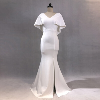

Dress female dignified elegant banquet black evening dress V collar thin fishtail host dress