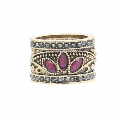 

Vintage Turkish Women Resin Ring Arabesque Carve Flower Jewelry Clover Ring Antique Gold Color Retro Bridal Renaissance Jewelry