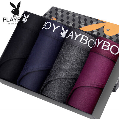 

Playboy mens underwear briefs 95 cotton underwear men loose breathable u convex waist elastic mens pants 4 strips 5859B multicolor