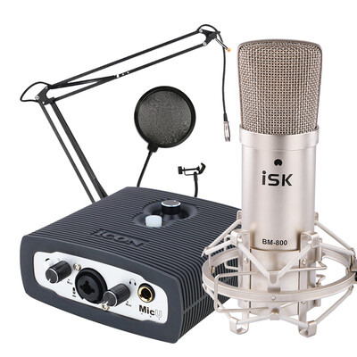 

Aiken iCON MicU VST USB external sound card iSK BM-800 condenser microphone cantilever bracket anchor network K song recording live set