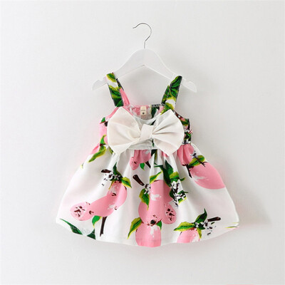

Girl childrens wear summer new south Korean fashion print big bow tie skirt