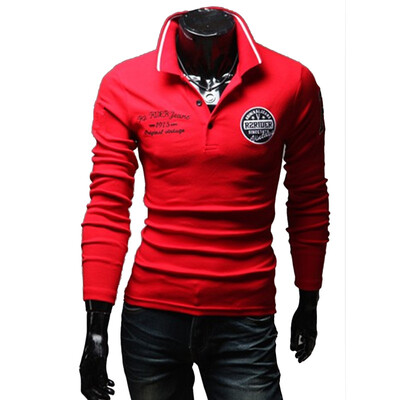 

3 цвета Горячая продажа Мода Мужская рубашка с длинным рукавом POLO Shirt R Letter Вышивка Рука Стандартный дизайн Мужские рубашки поло