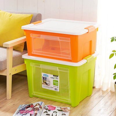 

Longshida plastic storage box finishing box 65L2 transparent side open clothing quilt storage box mixed color 2 Pack large LJ-07802