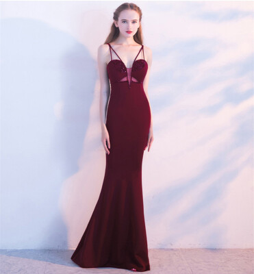 

Evening dress female party princess noble sexy elegant slim black fish tail dress dress