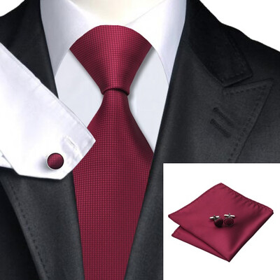 

Hot selling Vogue Men Silk Tie Set High Quality 100% Silk Necktie Handkerchief Cufflinks Set for Formal Wedding Business