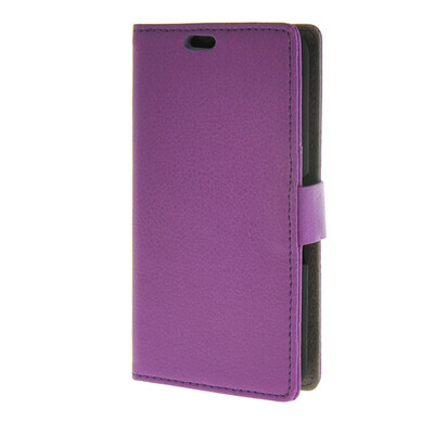 

MOONCASE Litch Skin Leather Card Slot Wallet Bracket Back Case Cover for Sony Xperia E4g Purple