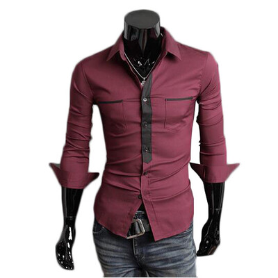 

Zogaa New Men's Shirt Matcing Color Slim