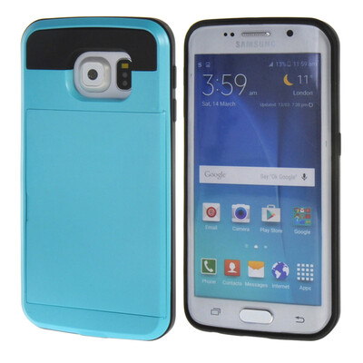 

MOONCASE ЧЕХОЛ ДЛЯ Samsung Galaxy S6 Edge Soft Silicone Gel TPU Skin With Card Holder Protective Blue