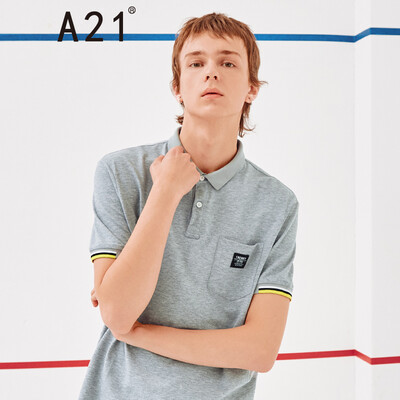 

A21 mens lapel breathable casual wild short-sleeved polo shirt 4823132038 special white 16580AS