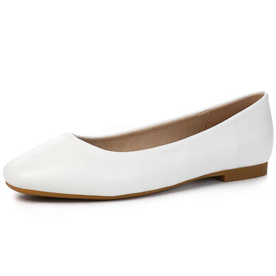 

YALNN Career Women Flat Shoes New Leather Slip-on Square Toe Platform 1cm Heels Shoes Black Women Leather Girl Shoes Women