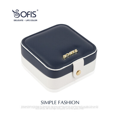 

SOFIS small jewelry box jewelry box jewelry box jewelry storage box Korean simple jewelry box ring box dark blue
