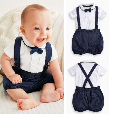 

3pcs Toddler Baby Infant Boys Outfits Bow TieT-shirtBib Pants Kids Clothes Set