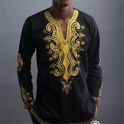 

Mens printed V collar T-shirt