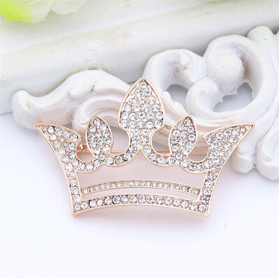 

NEW Королевский симулятор ювелирных изделий Crown Brooch Pin Up для женщин Кристаллические броши Броши Полые штыри отворотом Rhine