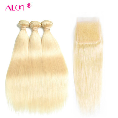

Alot Human Hair Peruvian 613 Blonde Honey Hair Straight Hair 3 Bundles With Lace Closure 31 Deal Good Quality 613 Hair Extension
