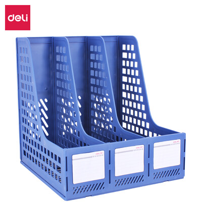 

Deli deli classic triple file box solid structure file basket bar blue 27666