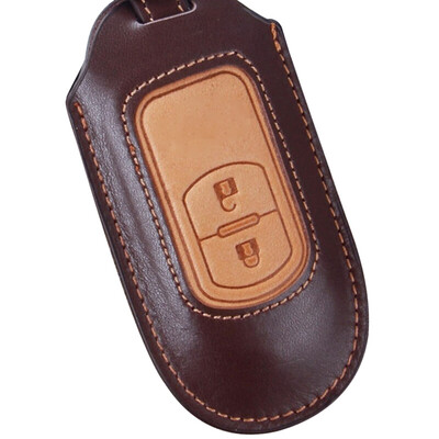 

Huazha Mazda key bag color matching smart two-button brown Mazda 2 Mazda CX-5 leather key set special car keychain