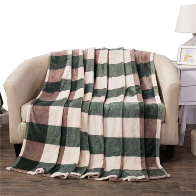 

iDouillet Lightweight Soft Micro Plush Fleece Bed Blanket Flannel Travel Blankets BlueGreen&White Plaid Check