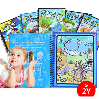 

2Book 2117cm Magic Water Drawing Book with Pen Painting Card Coloring Book Educational Toys Doodle Board safetyCan Re-use