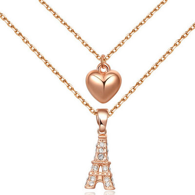 

Yoursfs® 18K Rose Gold Plated Eiffel Tower Heart Necklace Women Fashion Pendant Jewelry