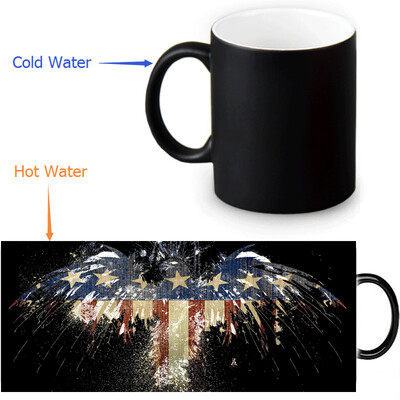 

US Flag And Bald Eagle 350ml/12oz Heat Reveal Mug Color Change Coffee Cup Sensitive Morphing Mugs Magic Mug Milk Tea Cups