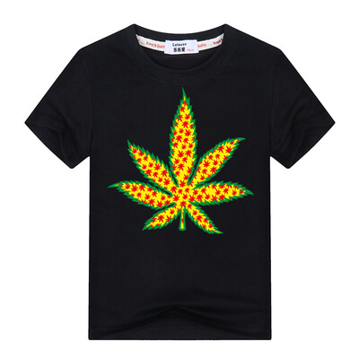

2018 Newest Kids Weed leaf t shirt Grey shirts Boys Funny T-shirt Summer Casual Top Tees 100% Хлопок Детская одежда