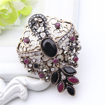 

Hollow Flower Turkish Brooch Pendant Dual-Purpose Women Jewelry Colorful Resin Broches Brooches India Bridal Jewelry Hijab Pins