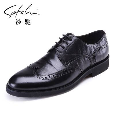

Sha Chi breathable business dress mens tie Brock carved shoes 96561209Z black 39