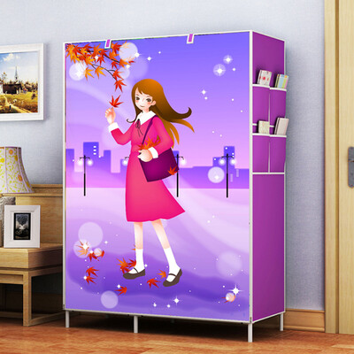 

Melody Jia wardrobe simple steel tube thickening frame simple modern cloth closet assembly storage wardrobe purple style 17045105cm