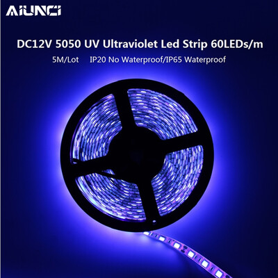 

UV Ultraviolet Led Strip 5050 60LEDsm DC12V Waterproof Non Waterproof Neon Tape lamp 5M