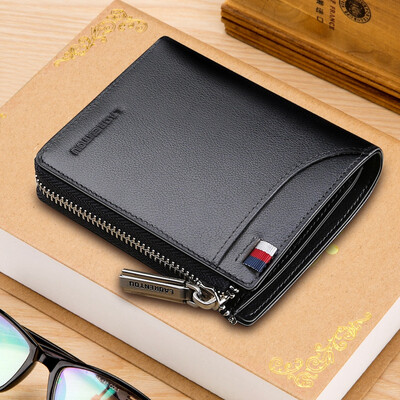 

LAORENTOU Mens Wallet Top Layer Leather Durable Classic Business Short Multi-Card Ticket Holder 330J005L5A Black