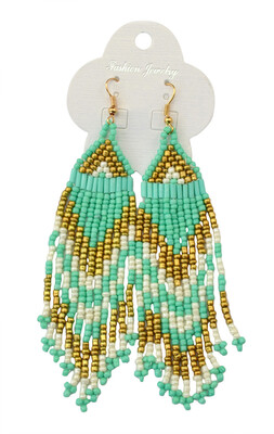 

Idealway New Fashion Bohemian Mix 5 Colors Handmade Resin Seed Beads Hook Drop Earrings Women Long Earrings