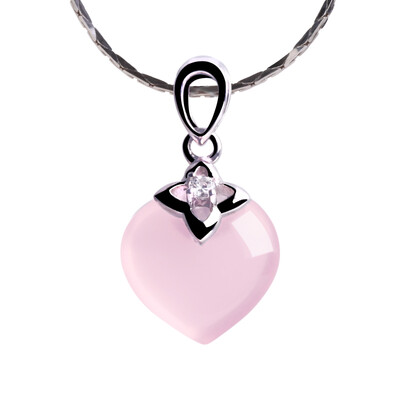 

Stone head (istone) Furong stone powder crystal pendant heart-shaped 925 silver necklace heart-shaped