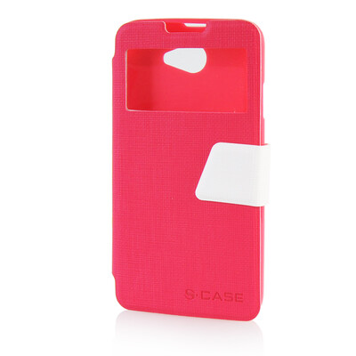 

MOONCASE View Window Leather Side Flip Pouch Ultra Slim Shell Back ЧЕХОЛ ДЛЯ HTC Desire 516 D516W Hot pink